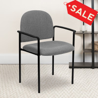 Flash Furniture Gray Fabric Stacking Chair with Arms BT-516-1-GY-GG